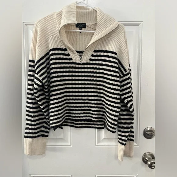 rag & bone Pierce Stand collar Long raglan sleeves Striped Cashmere Sweater XS - Picture 11 of 12